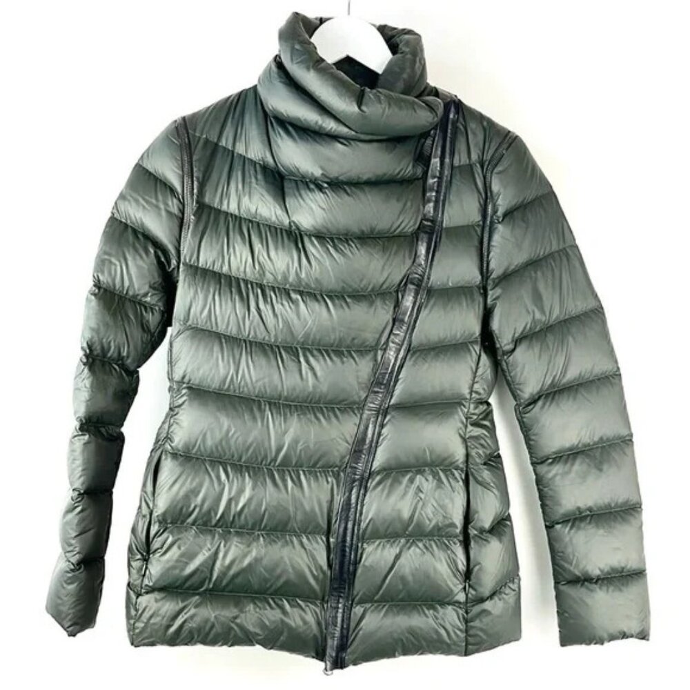 Mackage Qeren Green Leather Trim Down Jacket